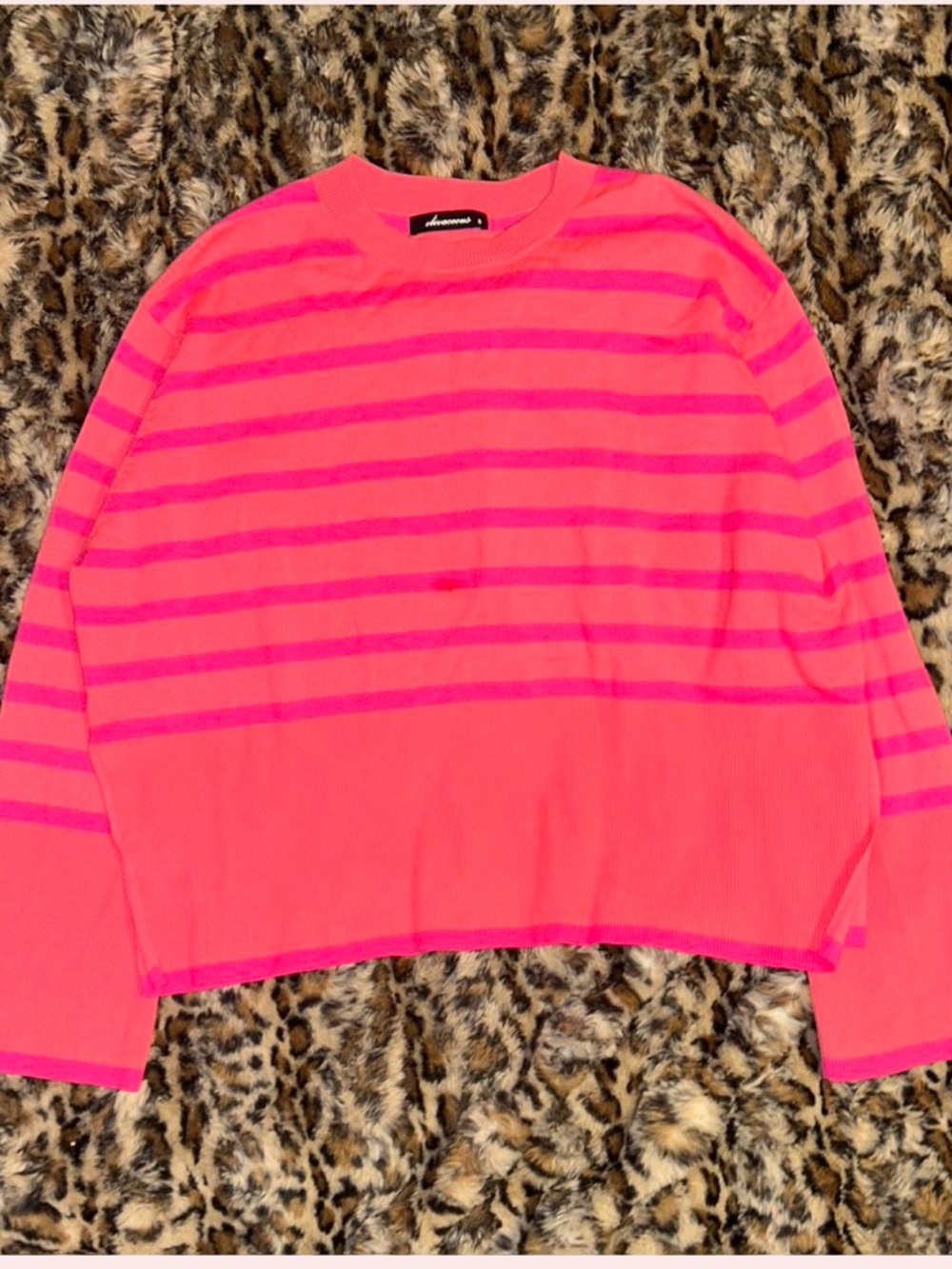 Olivaceous Neon Pink & Hot Pink Striped Knit Top